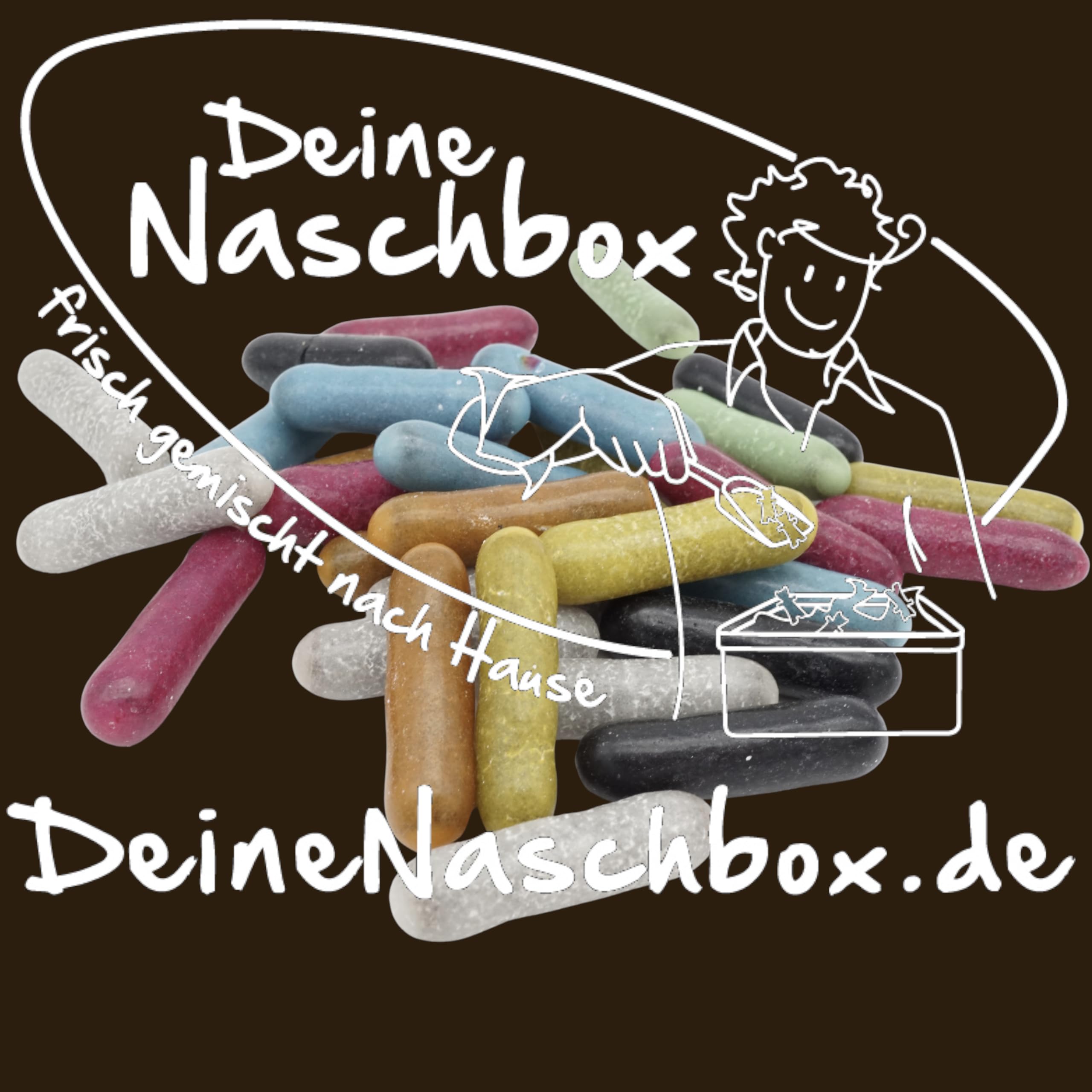 Deine Naschbox | Lakritz Stäbchen | 3kg Mega Pot | XXL Großpackung für Party, Candybar & als Geschenk | Gelatinefrei | Bunt dragiert | würzig