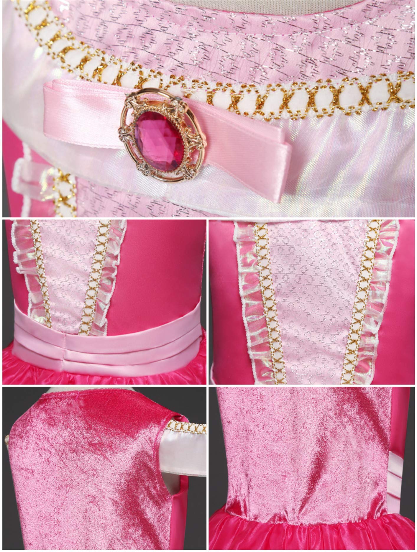 Déguisement Princesse Aurore La Belle Au Bois Dormant – Robe Tulle + Accessoires (Couronne, Baguette, Bijoux) 110 Cm