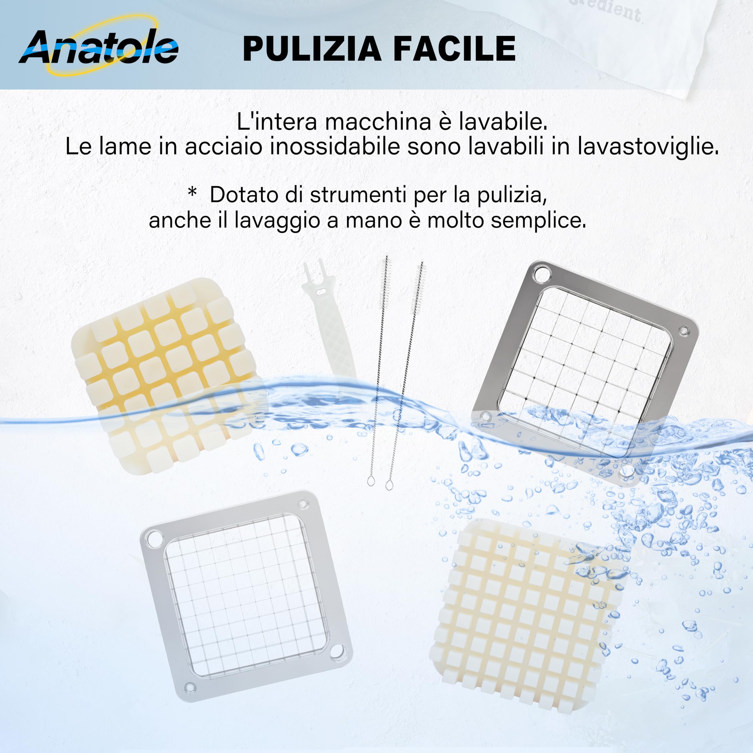 Anatole Tagliapatate per Patate Fritte Professionale Verticale con Lame 6mm 9mm 13mm Acciaio Inox Taglia Patatine Fritte Manuale Commerciale Tagliaverdure Multifunzione per Cipolle Carote Cetrioli
