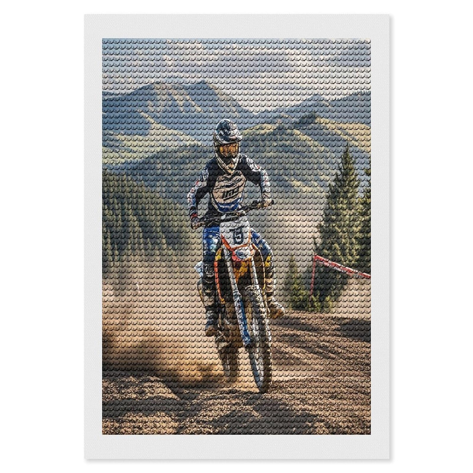 FekiLoot Motocross Diamond Painting Kits for Adults Round Paint with Diamonds Pictures Gem Art Painting Kits Personalized Diamond Art Full Drill for Beginners Home Wall Decor