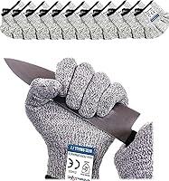 Vista 10 de Dowellife Guantes resistentes a los cortes, protección de nivel 5 de grado alimenticio, guantes de seguridad para cortes de cocina para pelar