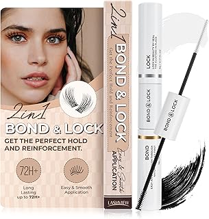 LASHVIEW Lash Bond and Seal, Cluster Lash Glue for Individual Cluster Lashes DIY Eyelash Extensions Latex Free Aftercare Sealant with Mascara Wand Super Strong Hold 48 Hours-New