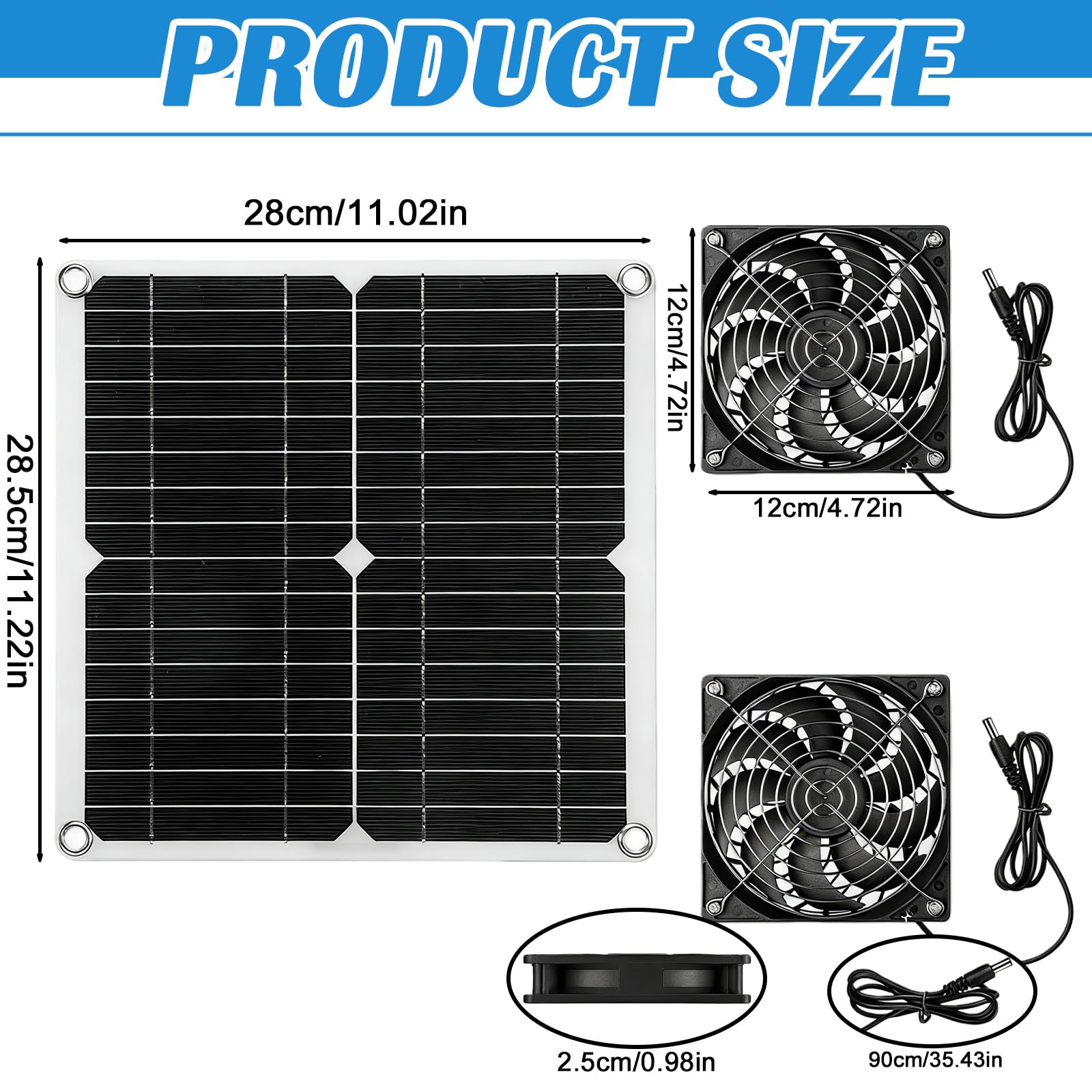 PORFOYO Kit Ventilateur Solaire 12W Double Ventilateur d'Échappement