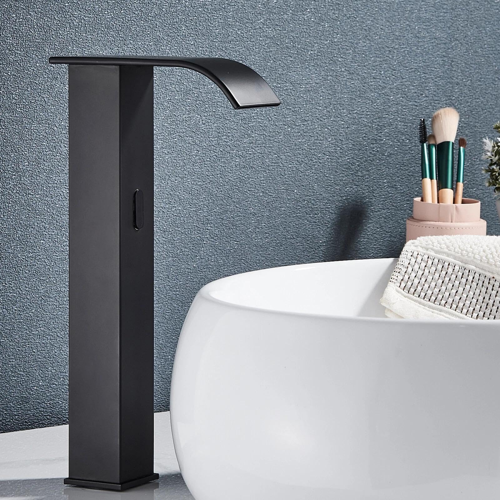 robinet lavabo infrarouge noir, automatique robinet lave main, robinet de salle de bain monocommande pour eau chaude et froide