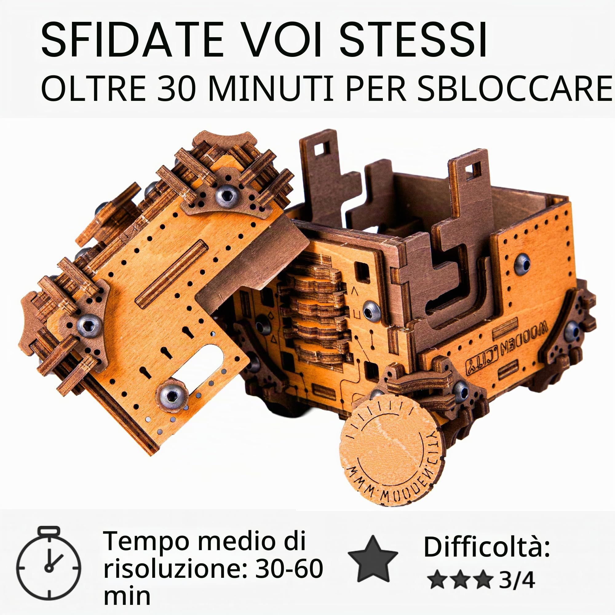 Modello 3D in Legno - Escape Puzzle Box - Tesseract's Secret