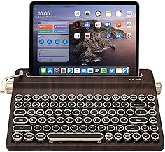 YUNZII QL75 Wireless Typewriter Hot Swap Retro Mechanical Keyboard,Punk Round Keycaps,RGB Backlit QMK/VIA Programmable, Multi-Device Keyboard with 2.4GHz/Type-C/BT5.0 (Wood, Cocoa Cream V2 Switch)