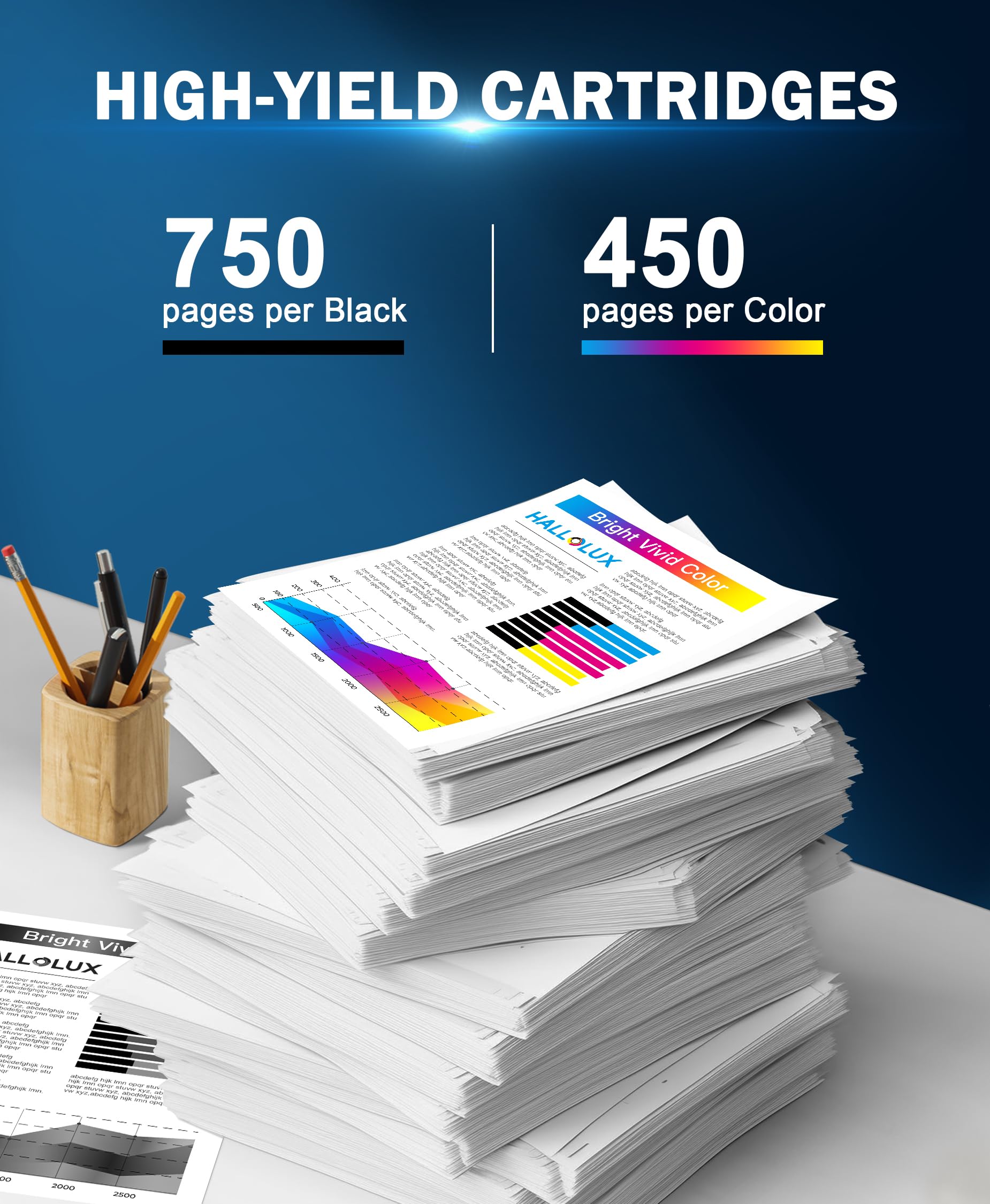 HALLOLUX 62 XL 62XL Cartucce d'inchiostro Sostituzione per HP 62 Nero e Colore per ENVY 5540 5547 5640 7640 5644 5646 per Officejet 200 250 5740 5742 5744 (2-Pack)