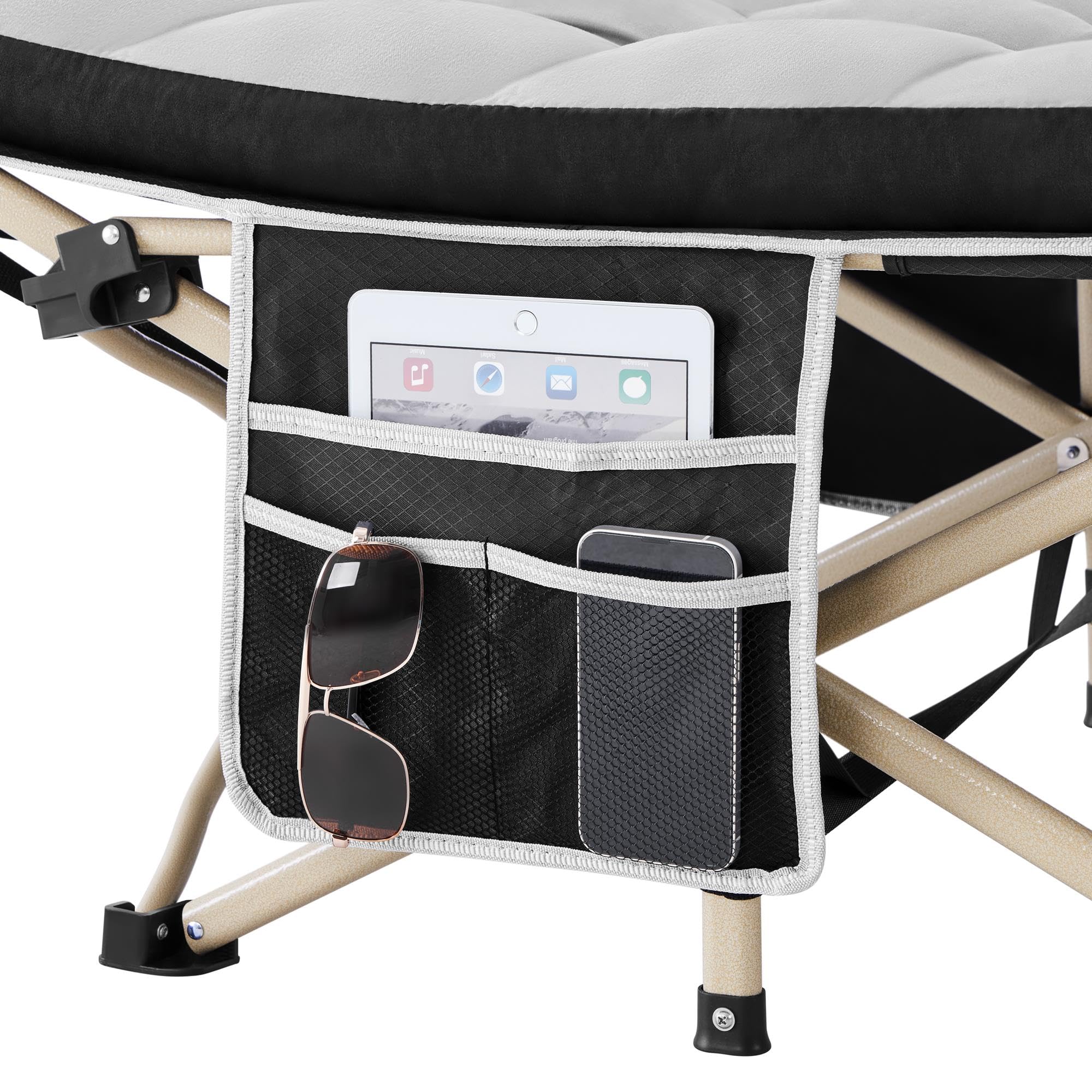 Yaheetech Lit de Camp Pliable avec Matelas Pochette 150 kg Charge Pliant 1 Personne Longueur 191 cm avec Sac de Transport Cadre en Métal pour Extérieur Voyage Pêche Randonnée Maison Jardin