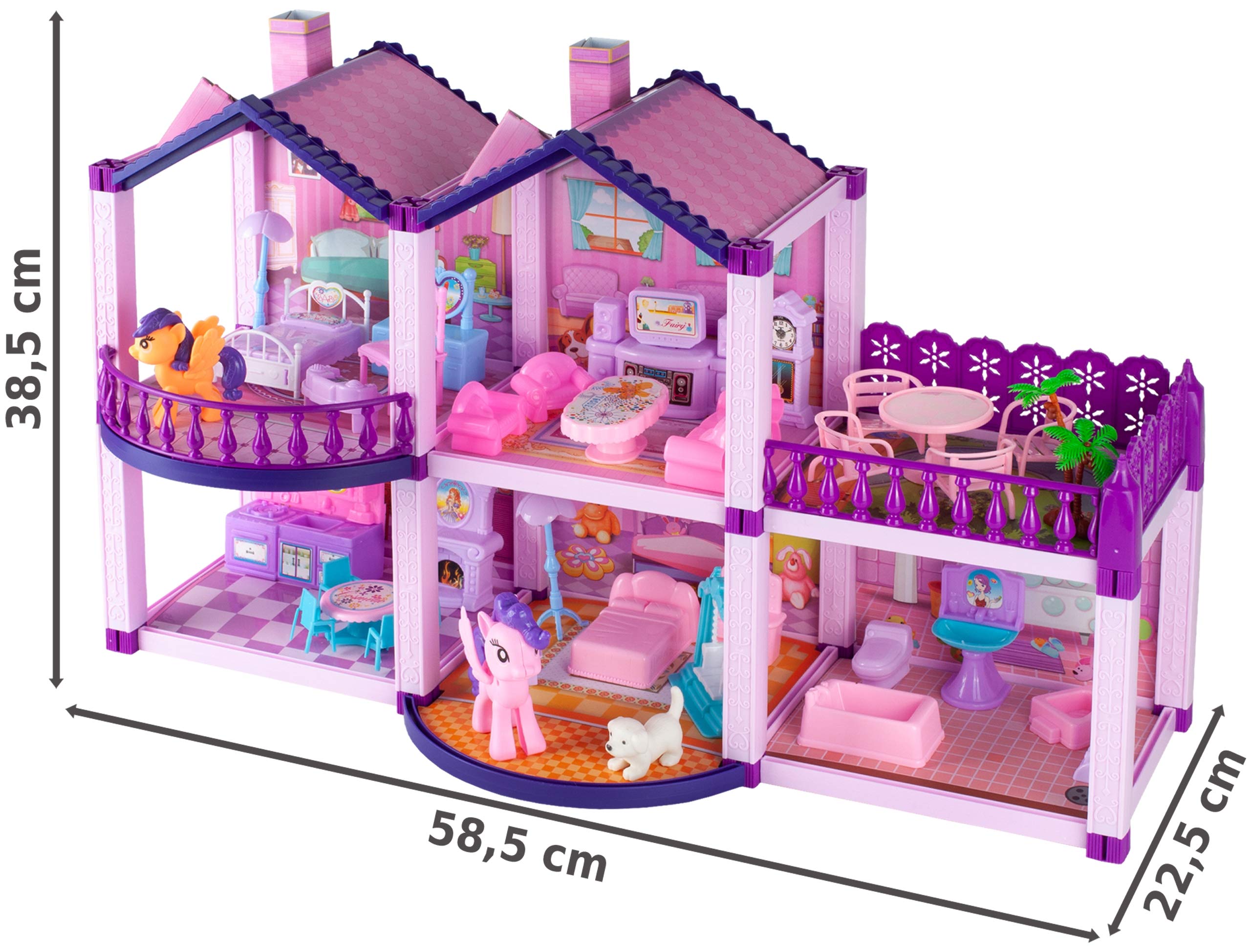 MalPlay 5901924222873 Domek dla Lalek Villa Dla Kucyków, Wielopiętrowy Dom, Wielokolorowy
