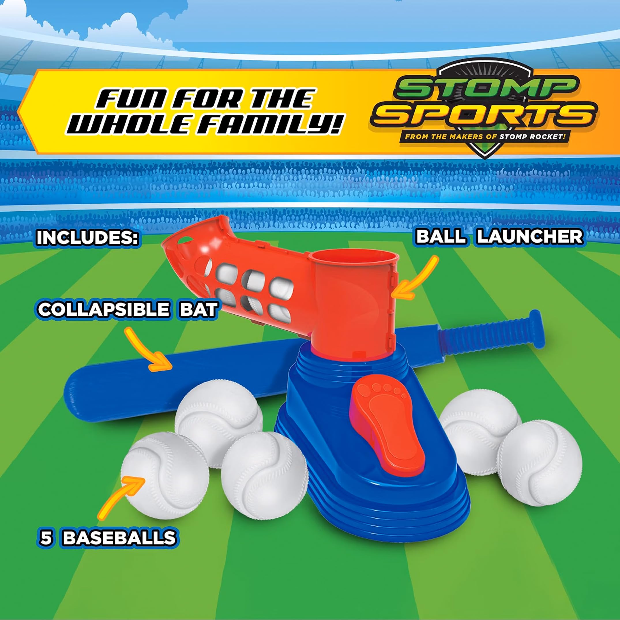 Amazon.com: Stomp Rocket Stomp N Pitch Baseball Pitching Machine