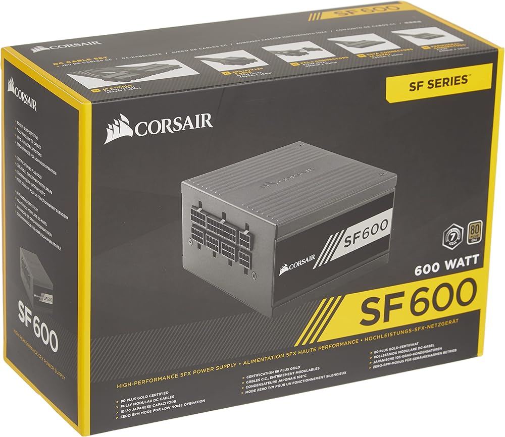 Corsair SF600 Series, 80+ Gold Certified 600W Fully Modular Power Supply thumbnail 2