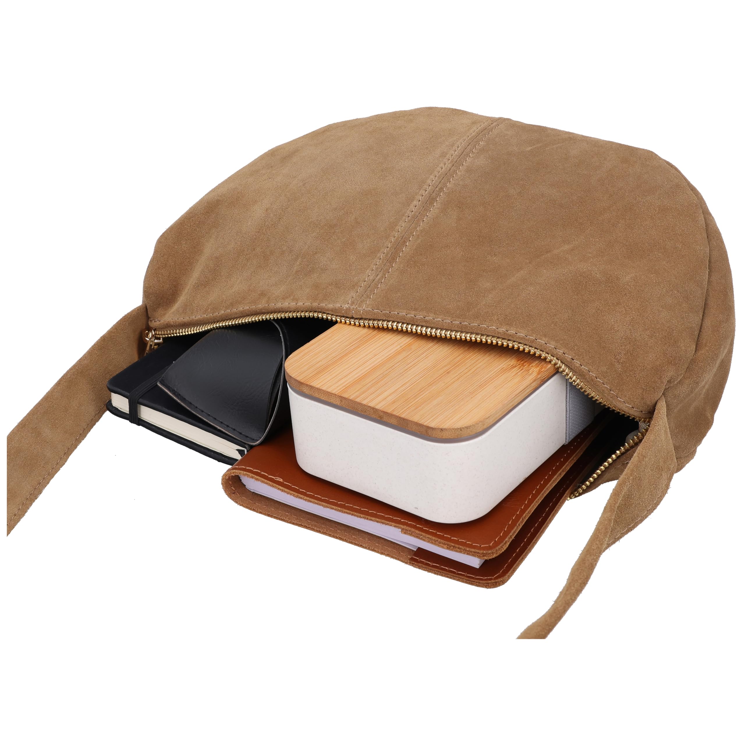 Gusti Leder Banu Bauchtasche Damen Umhängetasche Schultertasche Echtleder Braun für Alltag Reise und Freizeit