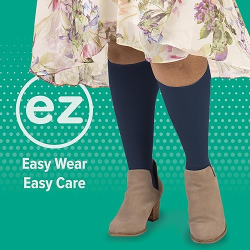 Miniatura 6 de Juzo 2001 20-30mmhg rodilla alta compresión calcetines de punta abierta con banda superior de silicona, negro, 4 (IV) regular