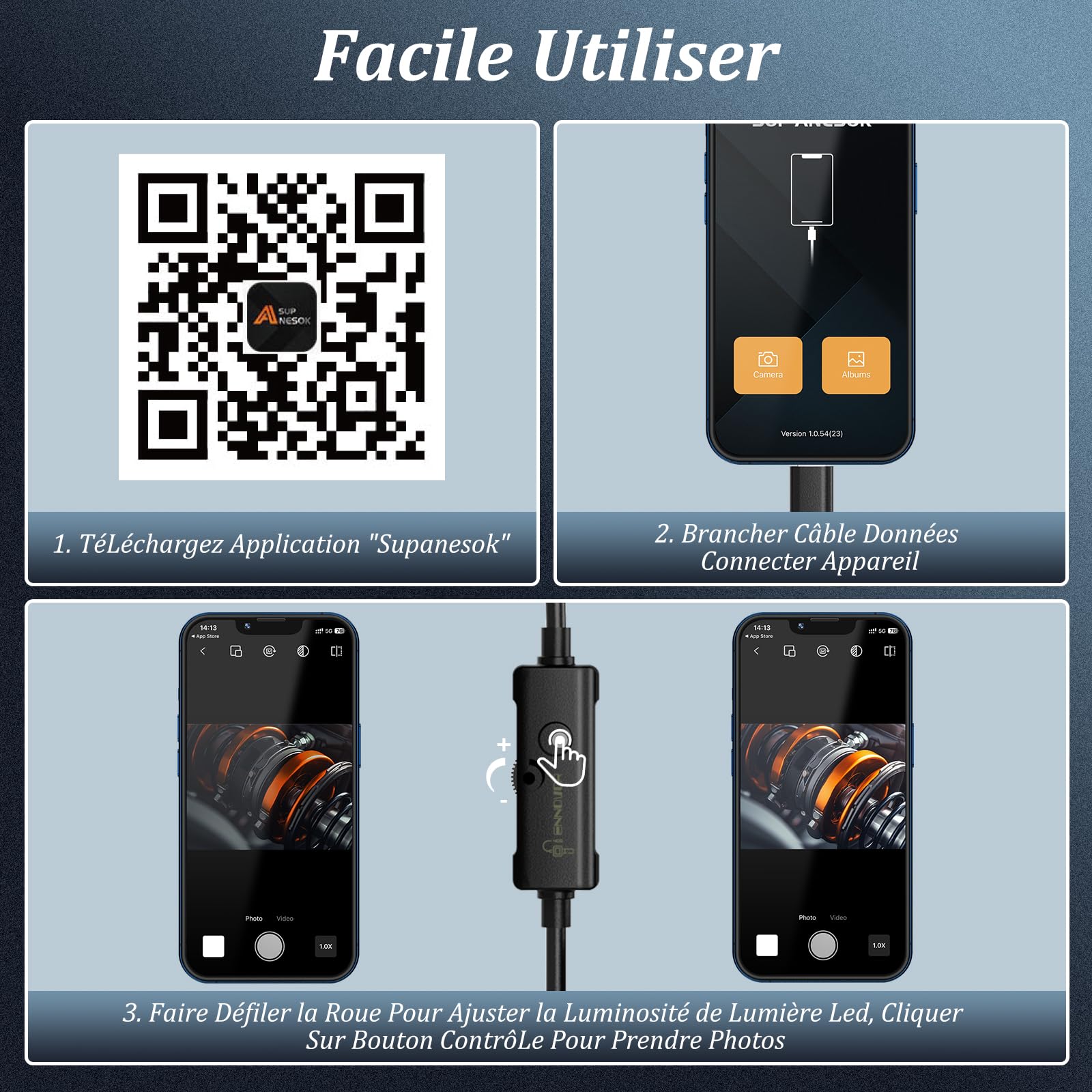 Camera Endoscopique Double Objectif 1920P HD, Camera Inspection Canalisation Étanche IP67 avec 8+1 LED, 10M Câble Semi-Rigide, Compatible Android/iOS, pour Égouts et Tuyaux