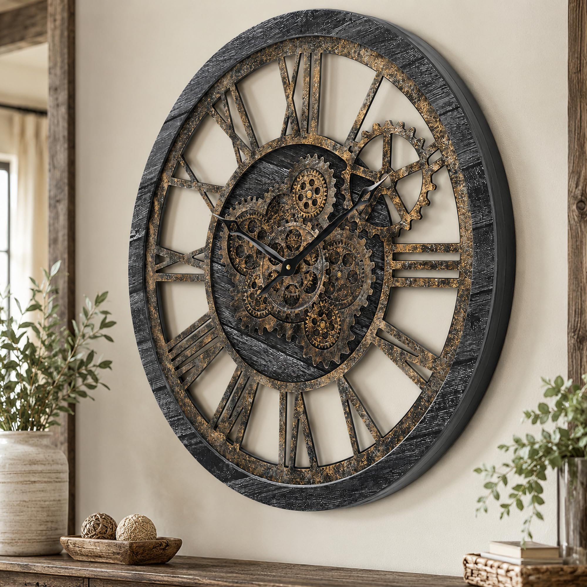 ビンテージ ウッドフレーム ウォールクロック 大きめ 90s シック モノトーン Amazon.com: Wall Clock, 20 Inch, Midnight Grey | Moving Gears