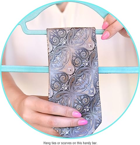 Miniatura 2 de Perchas de terciopelo, percha antideslizante ultradelgada que ahorra espacio, con muescas, barra de amarre y ganchos giratorios, paquete de 30, con