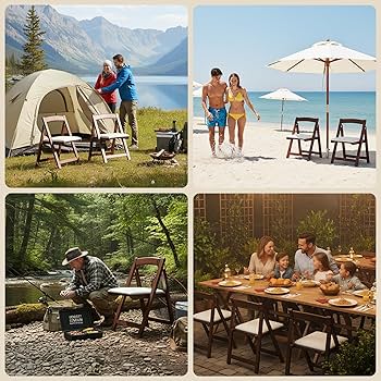 Amazon｜折りたたみ椅子 木制レザーシート フットレスト付き 防水