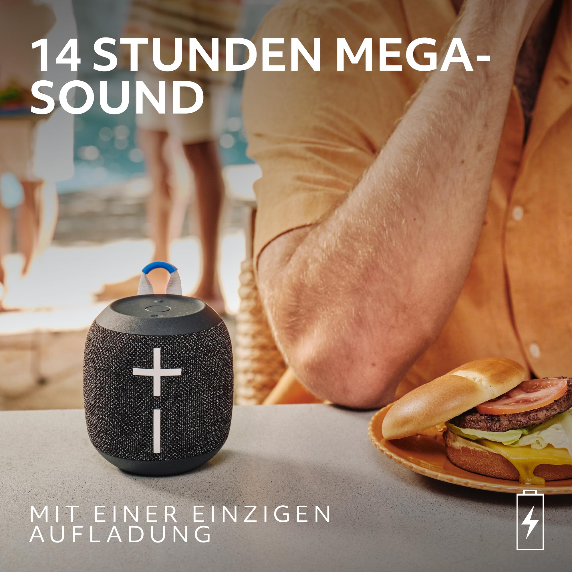 Ultimate Ears Wonderboom 4 – mobiler, wasserdichter Bluetooth-Lautsprecher mit satten Tiefen und 360-Grad-Klang, staubdichter, schwimmfähiger Lautsprecher mit Einer Reichweite von 40m - Schwarz