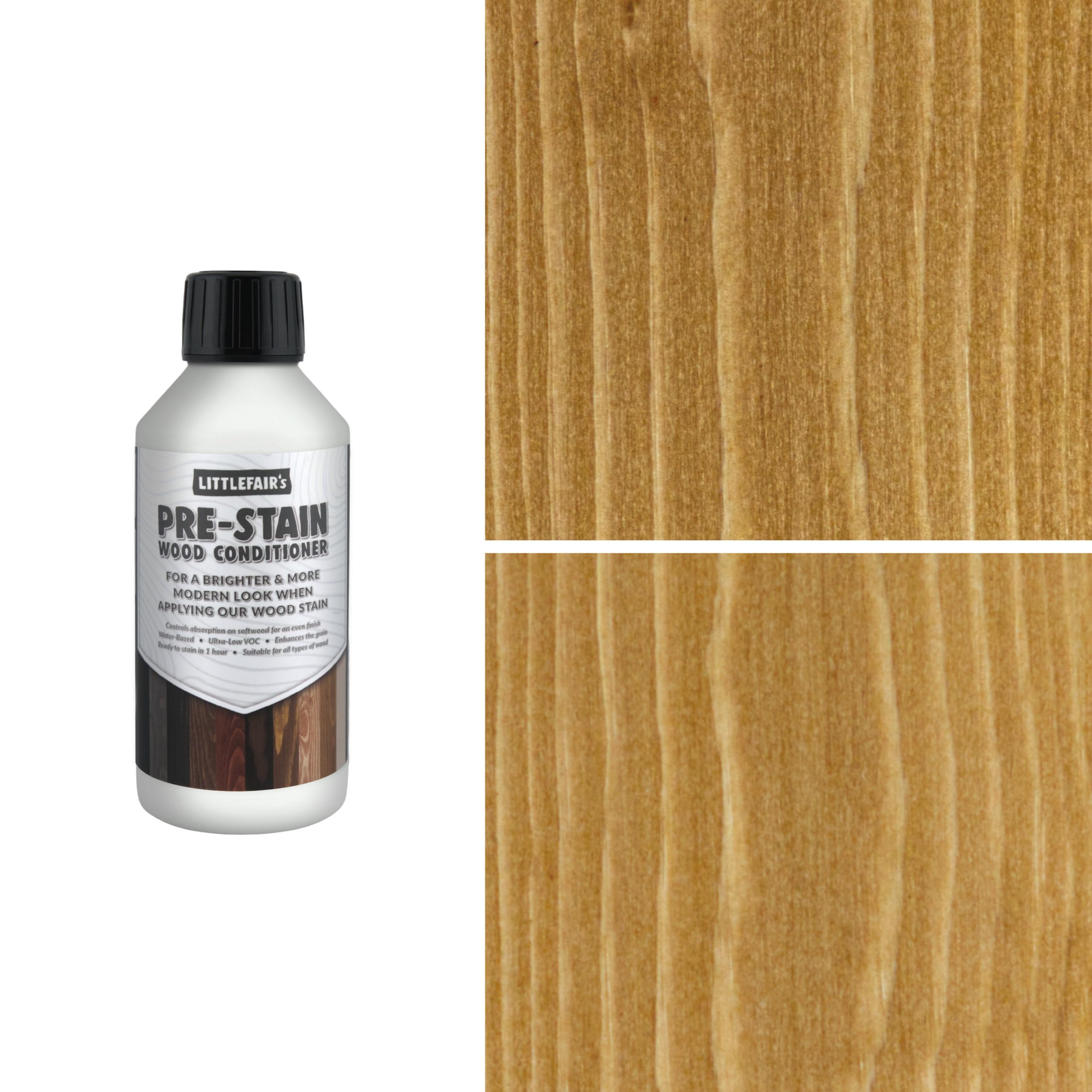 Littlefair's Pre-Stain Wood Conditioner - Water-Based - Low Odour and Non-Toxic - for Use Before Staining Wood (250ml)