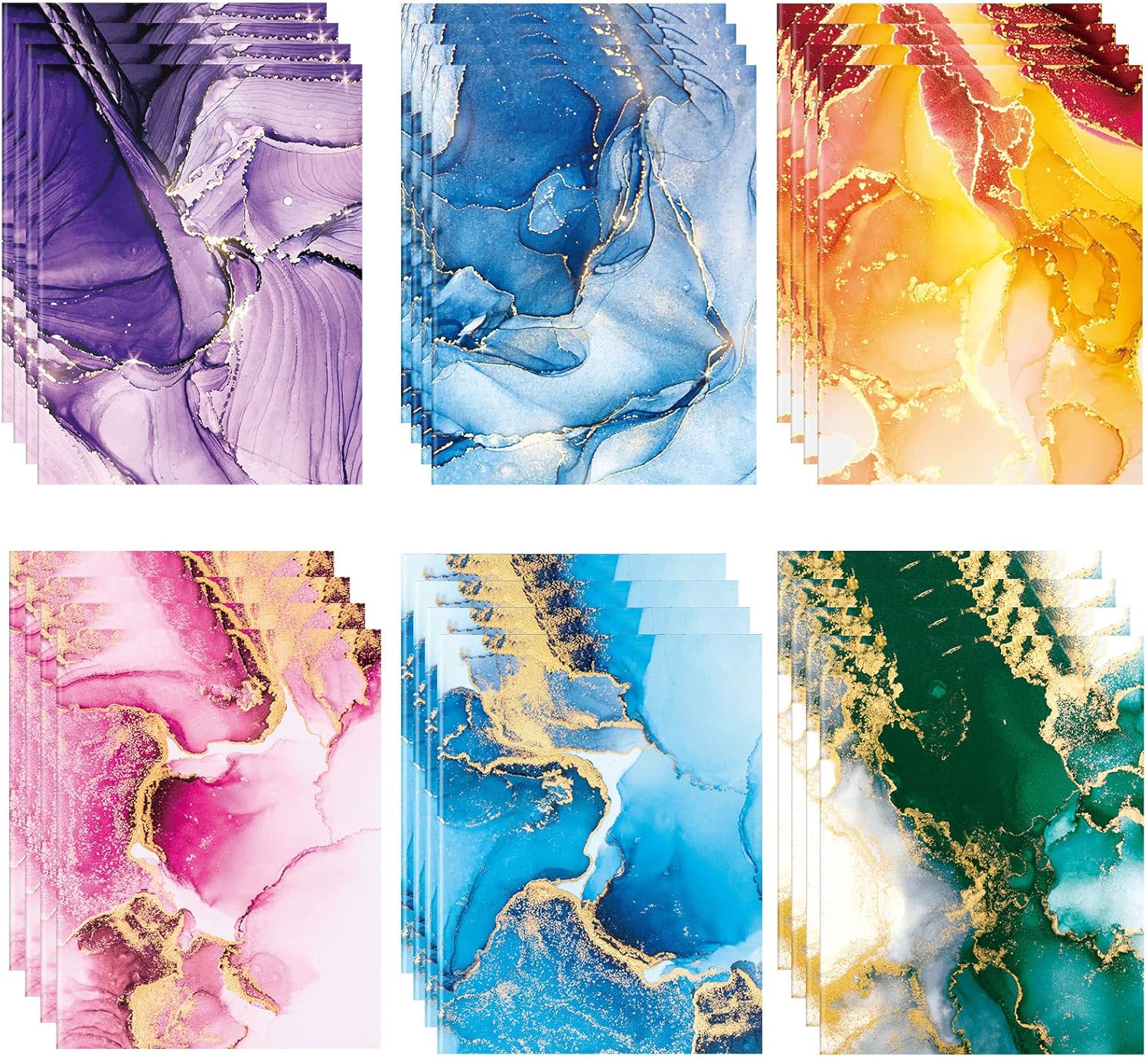 Perkoop 24 Pcs Marble 2 Pocket Folder 12 x 9.6 Inch Cute