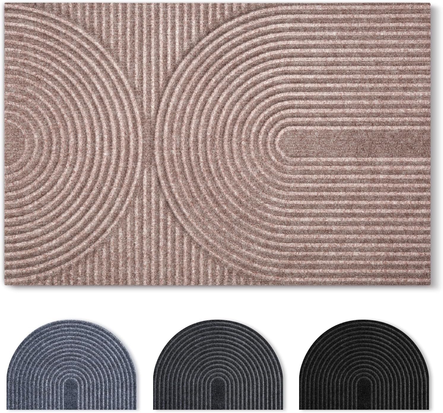 Tuocal Door Mats Indoor & Outdoor, 40 x 60 cm Dirt Trapper Door Matts Indoor Low Profile Machine Washable Absorbent Non-Slip Shoes Scraper Doormat for Entrance, Inside, Kitchen, Muddy Shoes