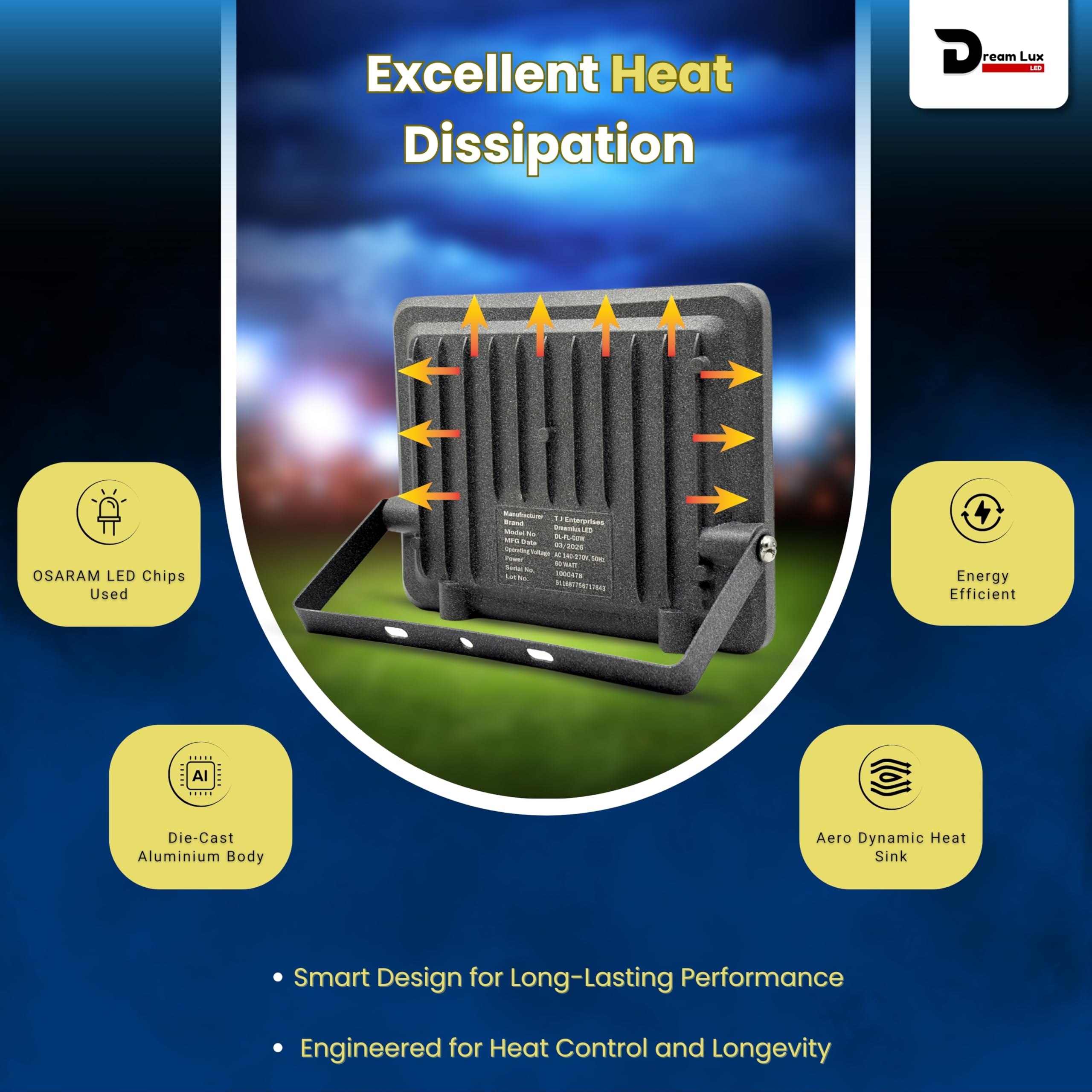 Dreamlux LED Flood Light - Waterproof Outdoor Security -4