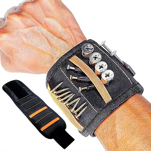 Miniatura 1 de Senbos Pulsera magnética con 15 imanes fuertes para sujetar tornillos, clavos, brocas, pernos, herramientas, la mejor herramienta de brazalete para