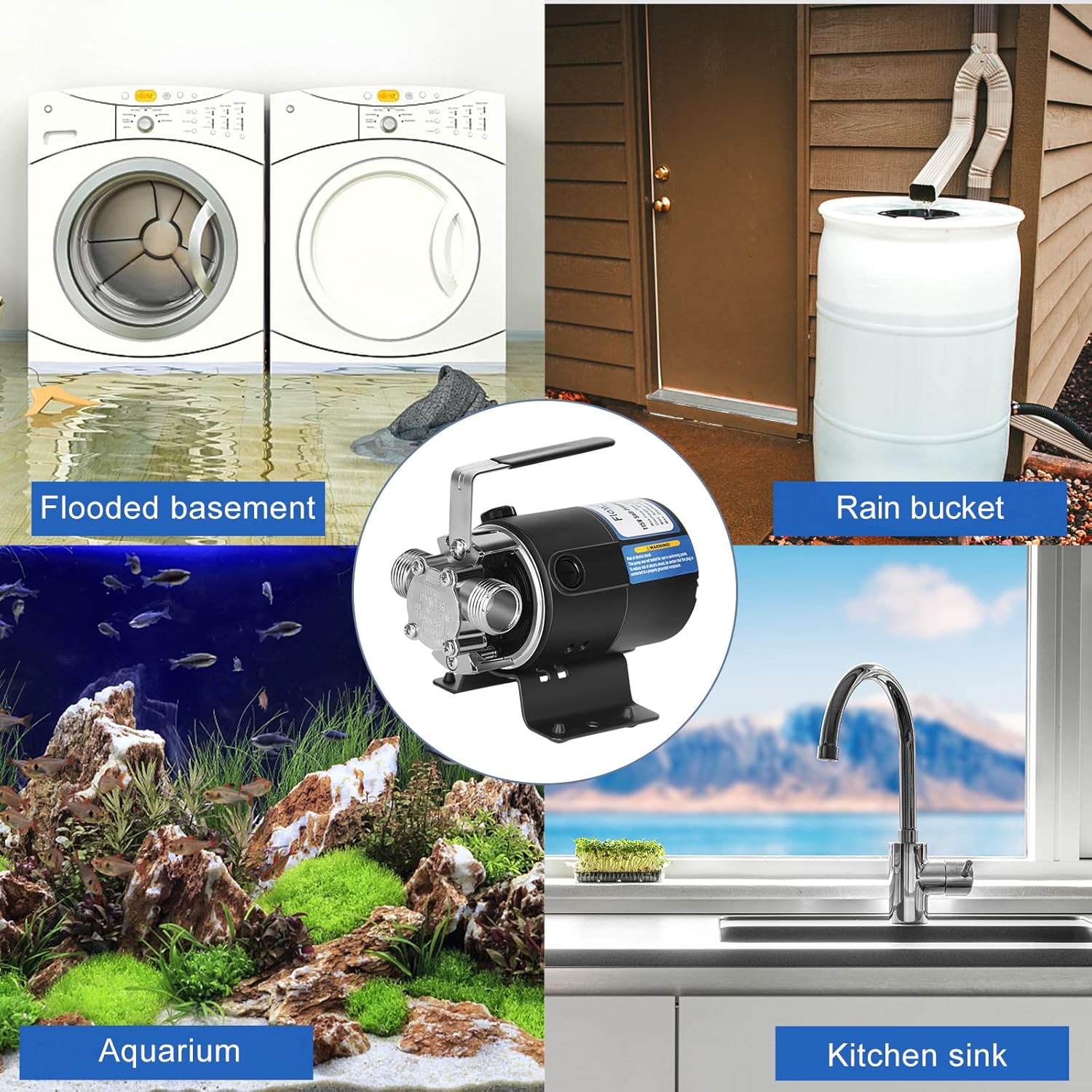 Uр Tо 40% оƒƒ Water Pump 115V 1/10 HP 330 GPH Water Transfer Pump With 3/4 inch Ports Suction Hose And Spare Impeller Electric Water Pump Utility Pump-Black