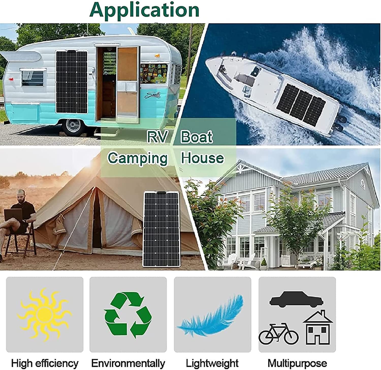600W Pannello Solare, Modulo Fotovoltaico Monocristallino Ad Alta Efficienza, Centrale Elettrica Portatile, Pannello Solare Monocristallino Per Roulotte Camper