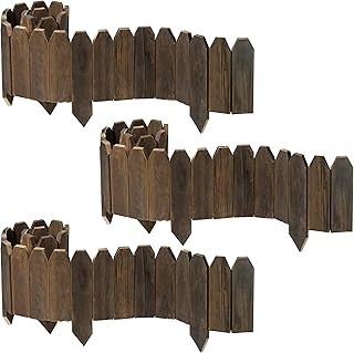 Wood Garden Edging, Wooden Fence Border Decorative Small Picket Panels f...