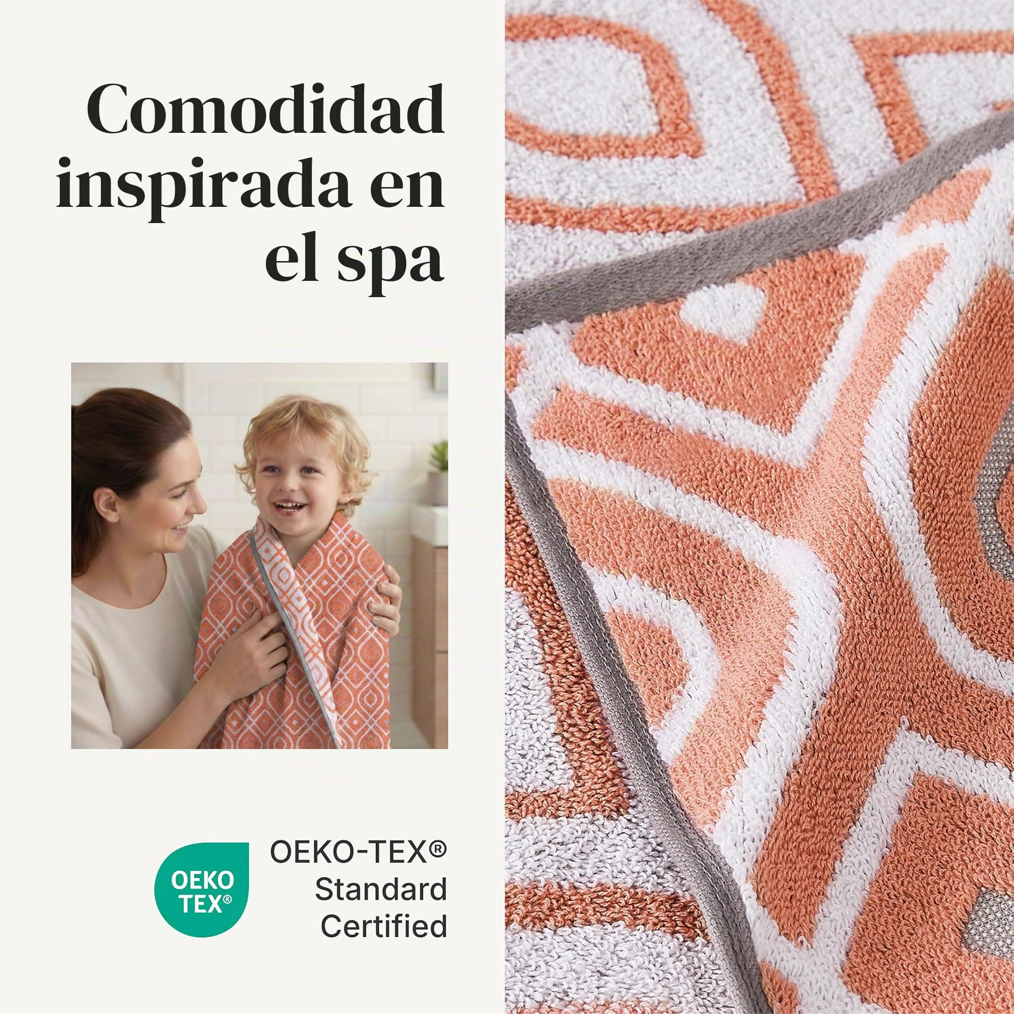 Modern Threads 6-Piece Yarn Dyed Oxford Stripe Jacquard/Solid Ultra Soft 550GSM 100% Combed Cotton Towel Set 6 Toallas teñidas de Hilo Coral, Algodón, Sencillo, 40.6 x 25.4 x 12.7 cm, 6