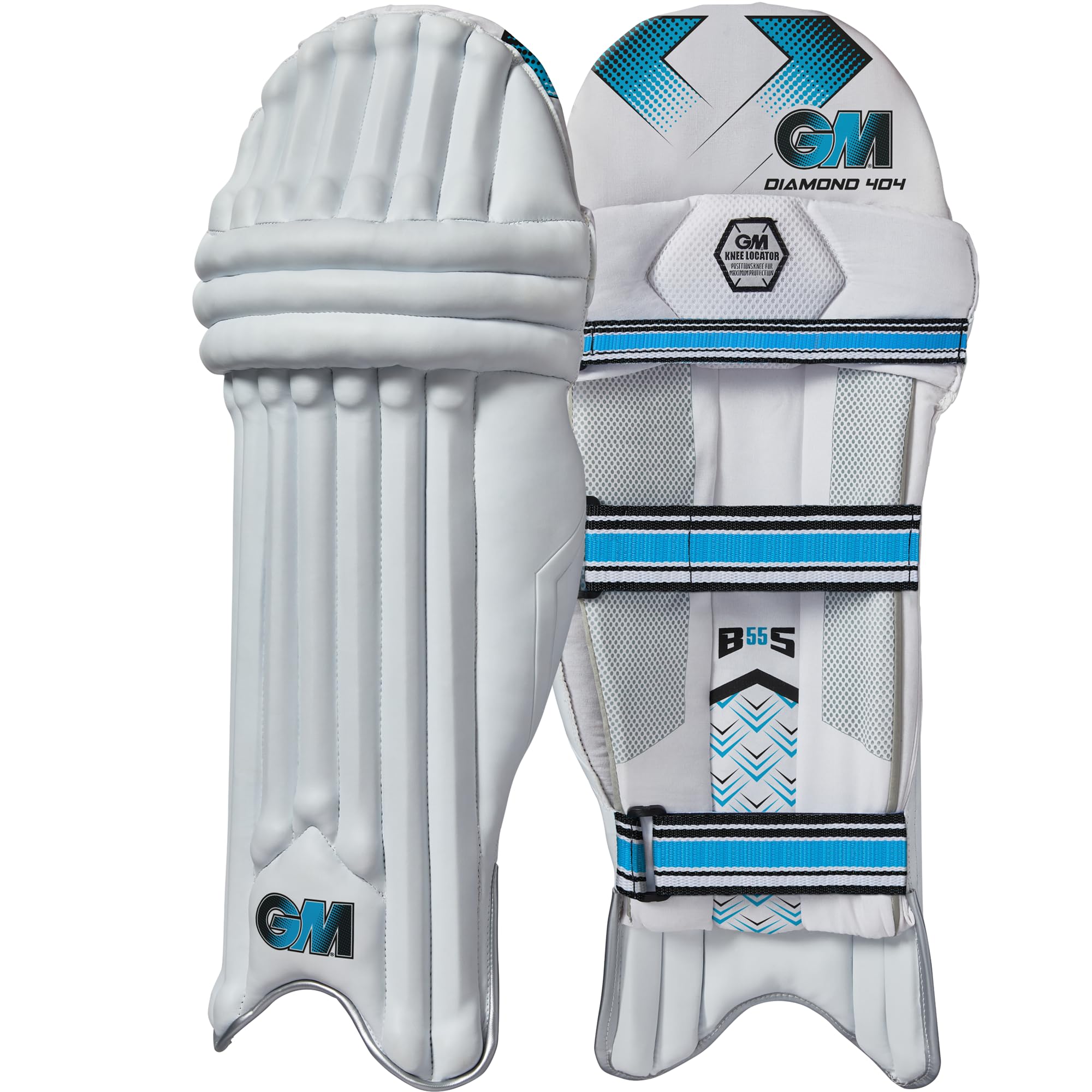 Gunn & Moore GM Cricket Batting Pads | Ben Stokes Diamond 404 | Traditional Cotton & Cane | Adult Left Handed | Approx 2.24 kg per Pair | 1 Pair | White