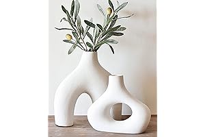 Ceramic White Donut Vase, Set of 2 | Hill Style Minimalist Decor