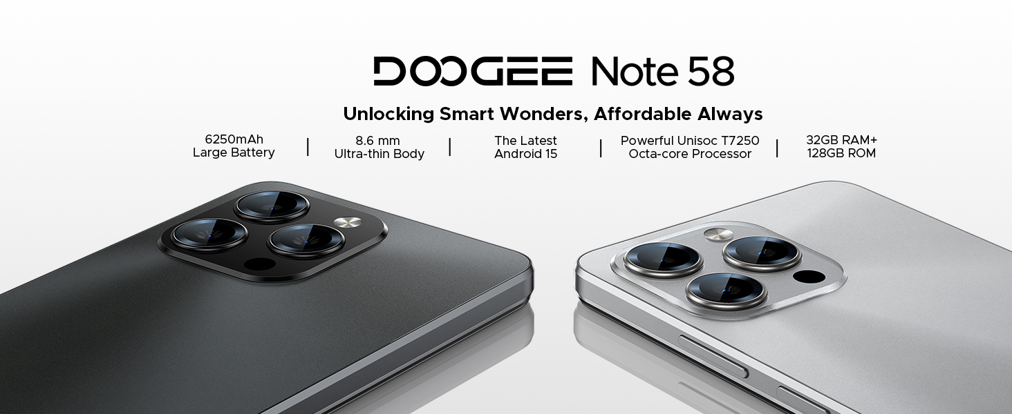 ✨️新品 Doogee Note58 Android 32GB+128GB ROM Amazon.com: DOOGEE Note 58 Android 15 Unlocked Cellphone