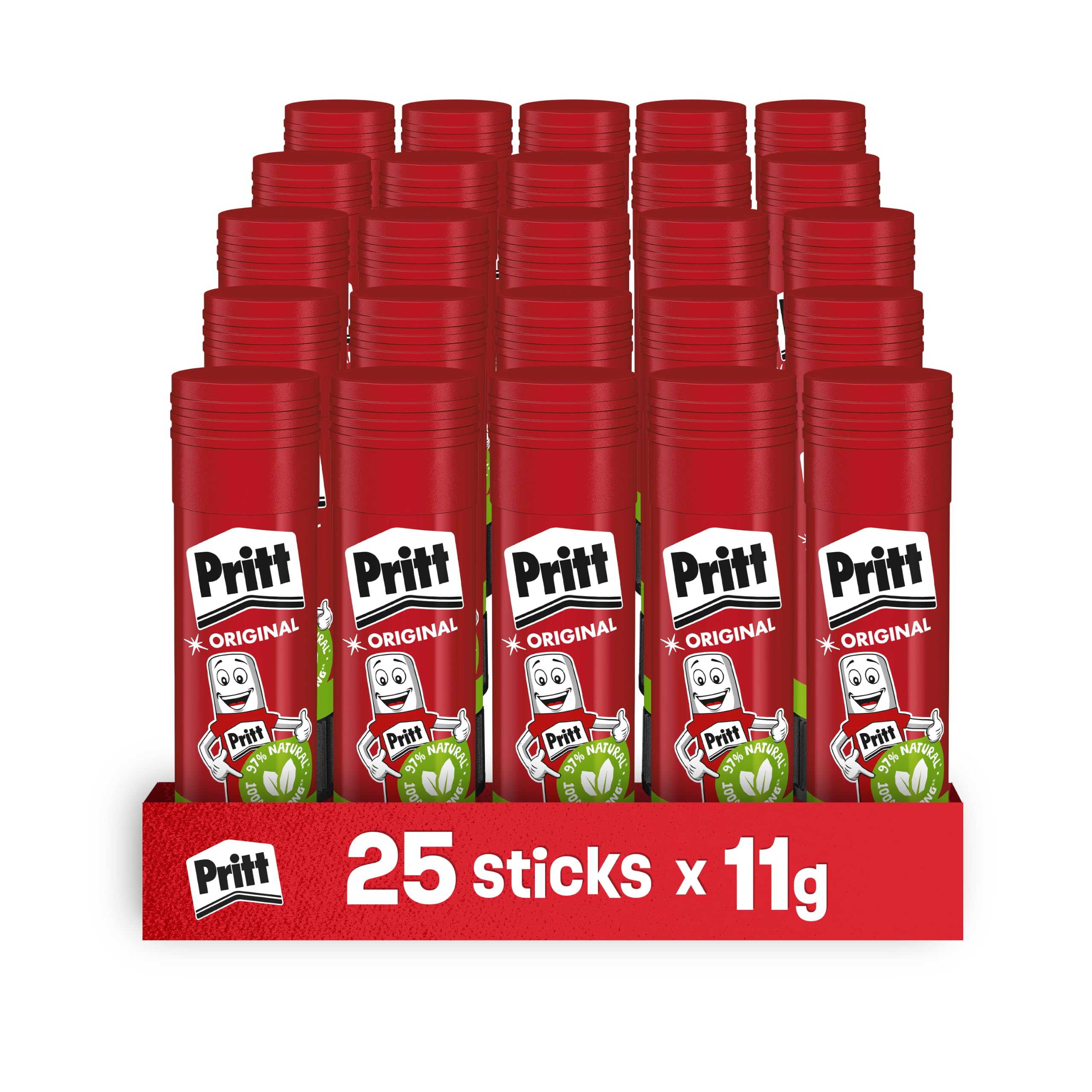 Pritt Colla Stick Colla trasparente per scuola e ufficio 25 x 11 g Colla per