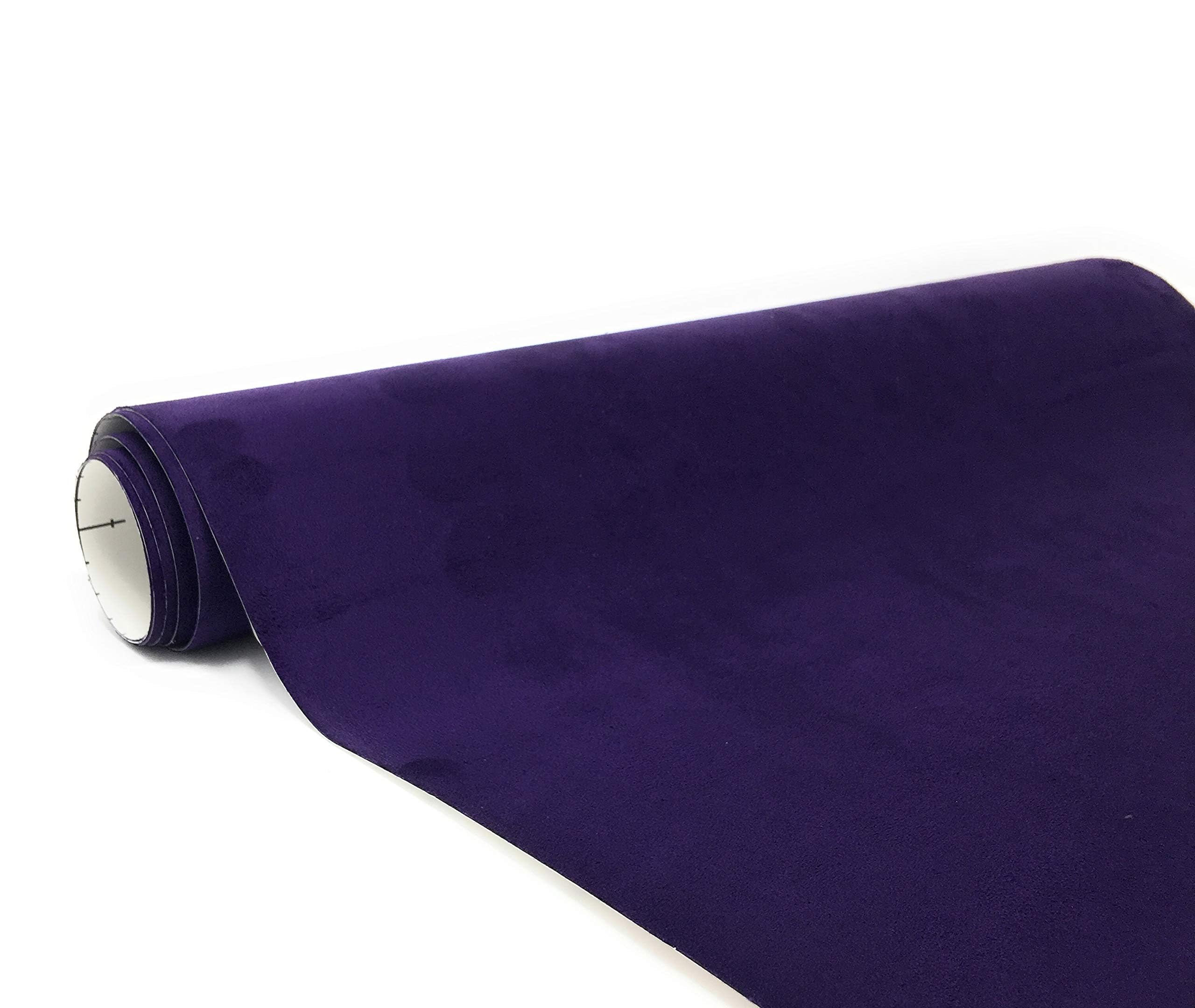 Suede Fabric Wrap - Self Adhesive Film Sticker 8 x 55 Inches Silky Decal Sheet for Car Interior Furniture Upholstery DIY Elastic Stretch Peel and Stick Eggplant