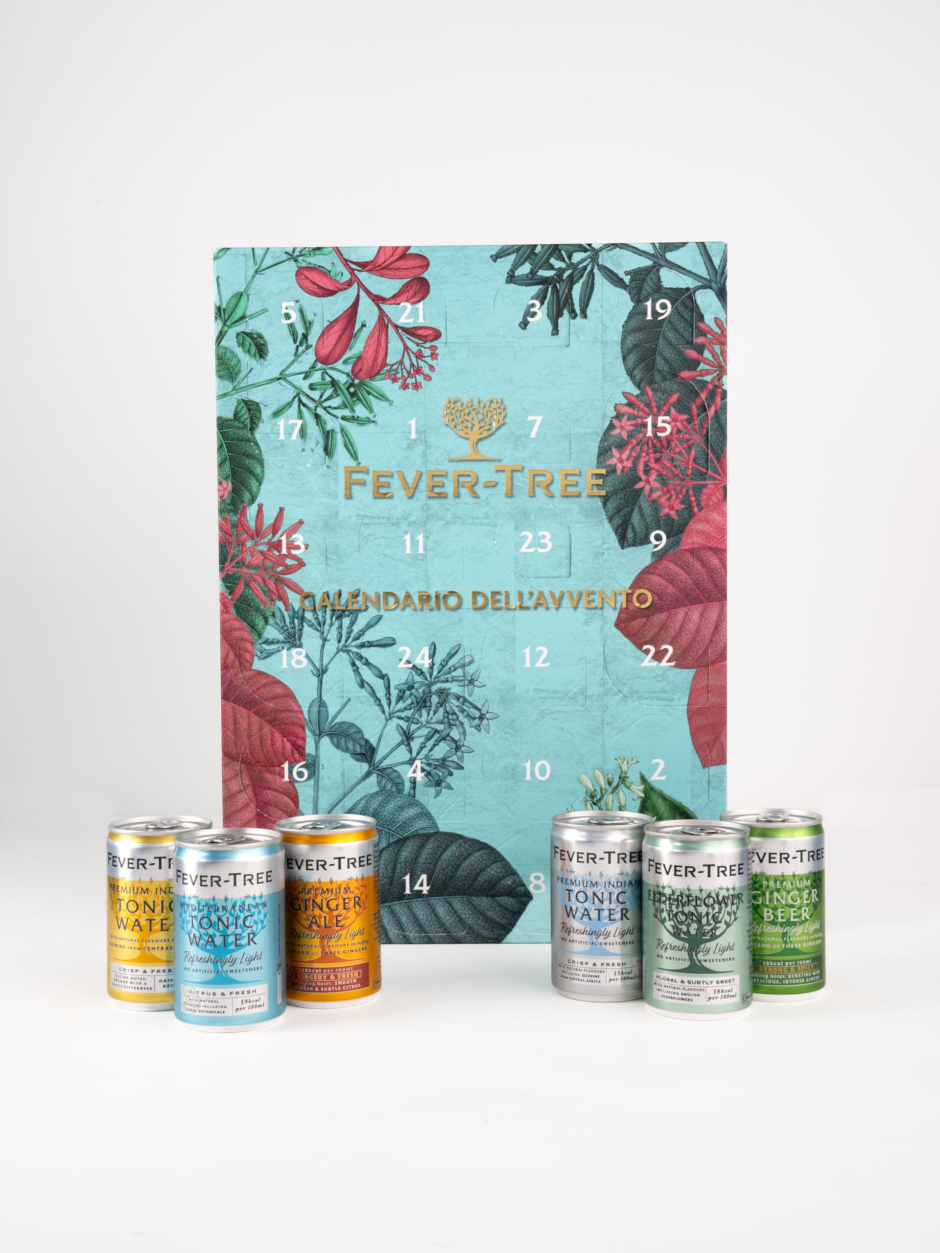 Fever-Tree Calendario dell' Avvento - 24 caselle contenenti 12 lattine da 150 ml di Fever-Tree e 12 mini-size da 50 ml di diversi brand di spirits