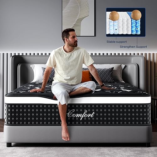 Miniatura 2 de Colchón Queen de 12 pulgadas en caja, cómodo de doble cara, firmeza media y felpa, colchón de espuma viscoelástica para alivio de presión y sueño