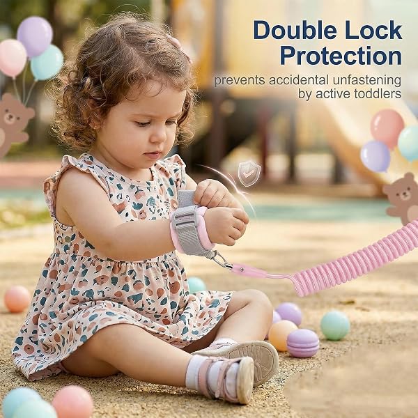 2 PCS Bracelets Anti-Perte Enfant 2m, Laisse De Sécurité Pour Enfants, Bracelet de Sécurité Bébé à Rotation 360°, Idéaux Voyage Supermarché Exploration Helper, Couleurs Rose & Vert - 4