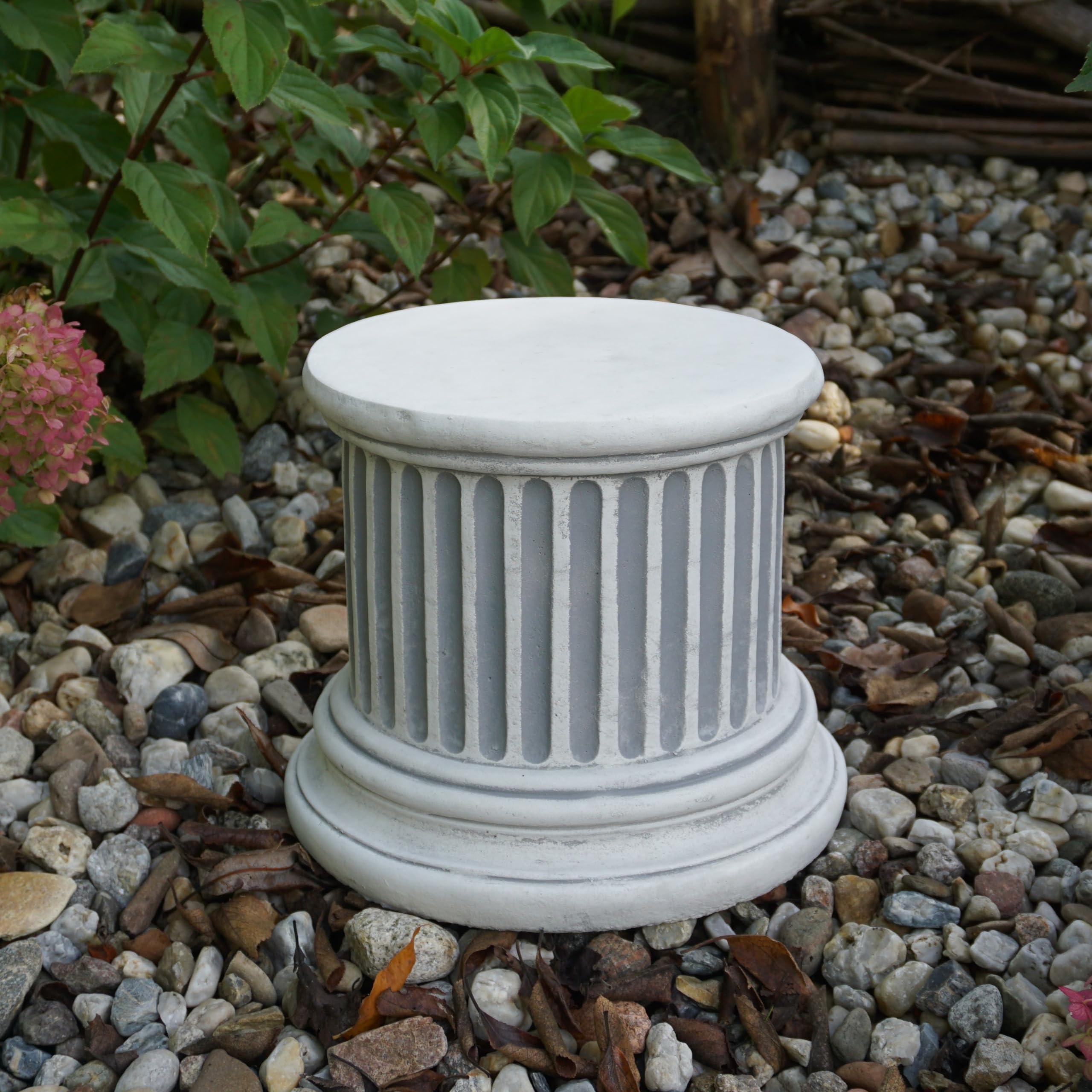 gartendekoparadies.de Colonne de Socle à Base Solide, Hauteur 23 cm, Ø 26 cm, Ø au-Dessus de 22 cm, Gris, Poids 17 kg, en Pierre moulée résistante au Gel