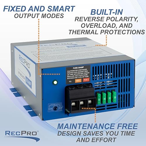 Miniatura 58 de RecPro Convertidor RV de 100 amperios Convertidor de potencia RV y cargador de batería Carga inteligente de 4 etapas 120 VCA a 12 VCC Rango