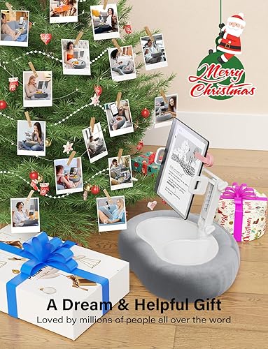 Miniatura 7 de Soporte de almohada para tablet Kindle con 2 bandejas para teléfono de 4 a 13 pulgadas, soporte para teléfono  tabletaKindle iPad soporte para cama