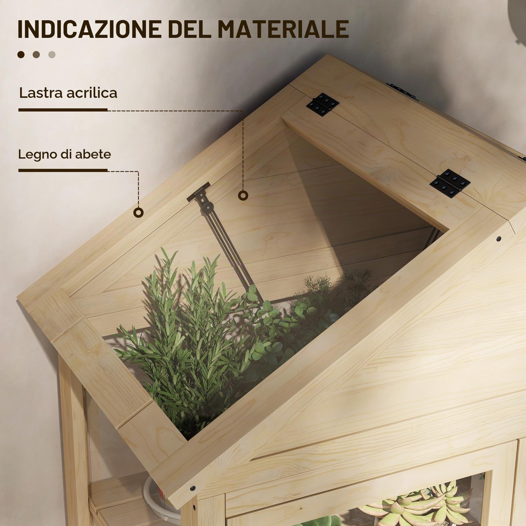 Outsunny serra in legno con serratura Serra con 4 livelli, lucernario, serra fredda con doppia porta, per giardino, balcone, natura, 100 x 56,5 x 178 cm