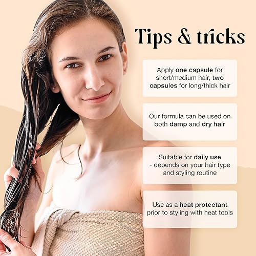 Miniatura 7 de LivaClean Cápsulas de suero capilar de 60 CT para cabello encrespado, dañado, vitaminas para el cabello, queratina y aceite de argán con biotina,