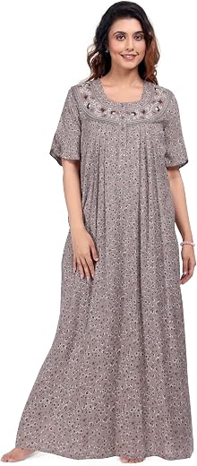 BellaMora Nighty| Nighty for Women Stylish| Alpine Nighty for Women| Night Gown for Women Stylish| Artisanal Embroidery Wo...