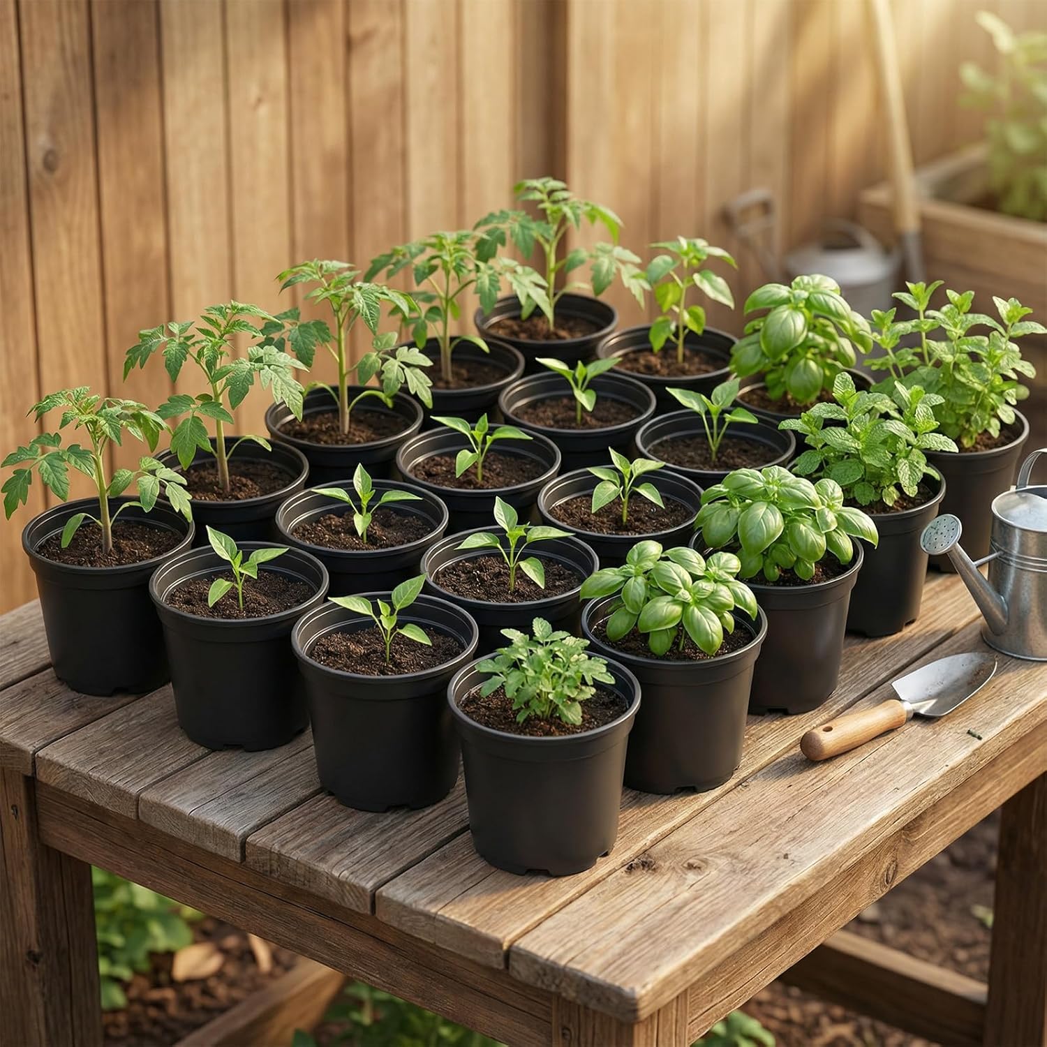 50 Packs Nursery Pots for Plants 6 Inch Succulent Plant Pots Set Plastic Seedling Starting Pots with Drainage Holes Plastic Nursery Pots Variety Pack Flower pots Planter Seed Starter, Black