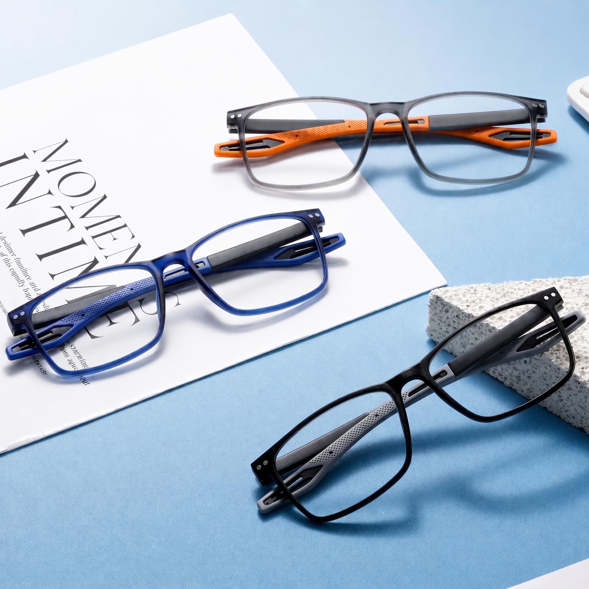Gafas de lectura TR90 para hombre, diseño deportivo, bloqueo de luz azul, flexible, cómodo, ligero