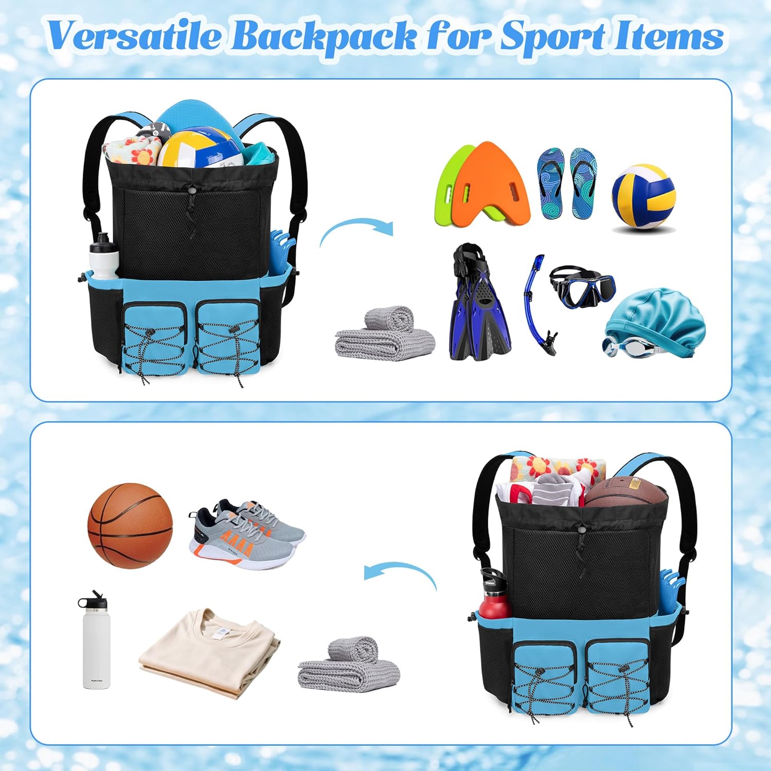 Fasrom Mesh Swim Backpack, 30L Swim Gear Bag with Wet/Dry Compartment and Waterproof Bag for Swimming, Gym, Water Sports, Athlete Training - Image 7