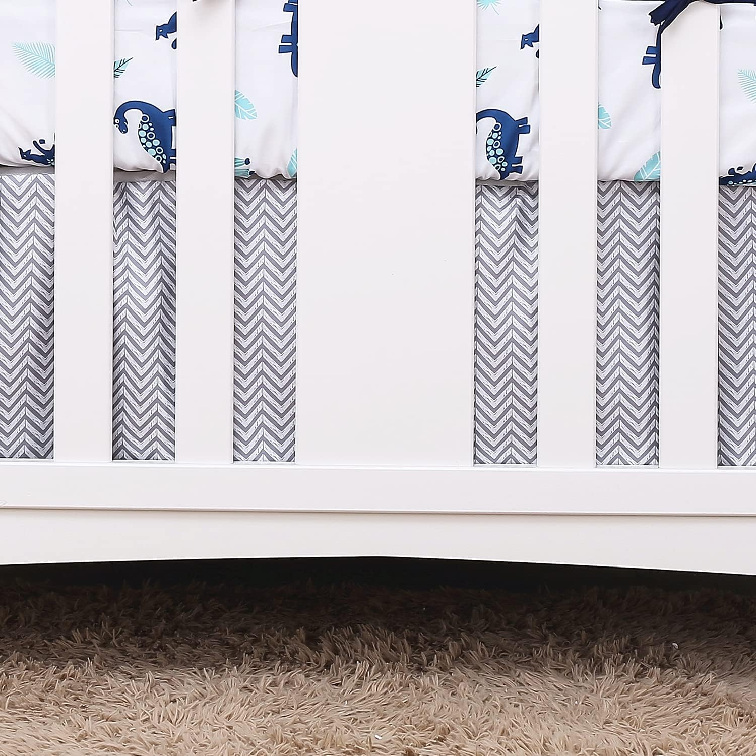 Dinosaur Crib Bedding Set for Boy Girl Baby Nursery Bedding 3Piece Crib Comforter Set Soft Microfiber Standard Size | Fitted Sheet, Comforter, Crib Skirt