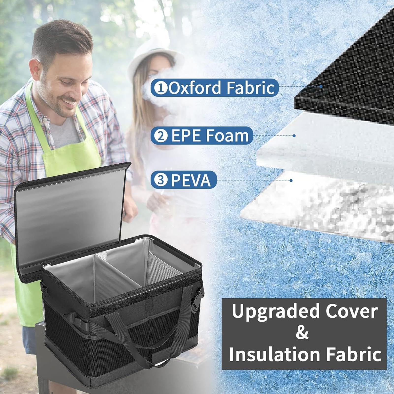Bolsa de almacenamiento para exteriores para pícnic, resistente al agua, para pícnic, plegable, resistente al agua, Oxford Cloth Carrier | Large Capacity Packing Storage Box for Family Outdoor